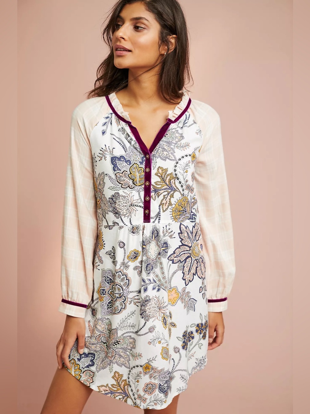 ANTHROPOLOGIE FLOREAT Patchwork Sleep Shirt Floral